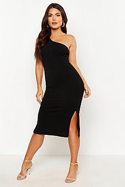 Boohoo One Shoulder Split Detail Midi Dress