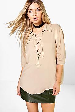 Boohoo Freya Lace Up Shirt