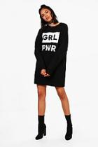 Boohoo Rose Grl Pwr Slogan Sweat Dress