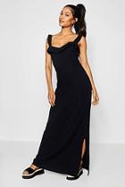 Boohoo Ruffle Strappy Split Maxi Dress