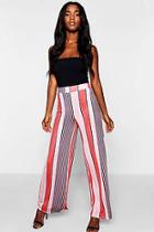 Boohoo Multi Stripe Wide Leg Slinky Trousers