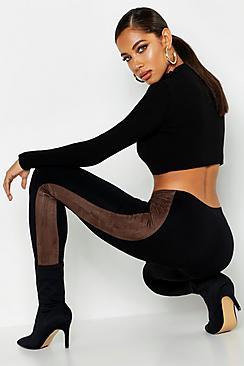 Boohoo Suede Panel Seamless Leggings