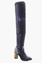 Boohoo Maisy Metallic Cylinder Heel Thigh High Boot