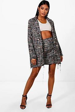 Boohoo Jade Boucle Longline Blazer Jacket