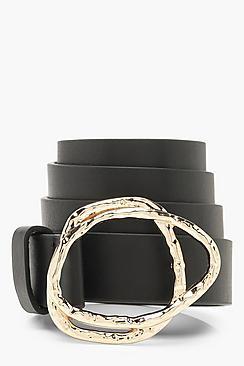 Boohoo Hammered Abstract Buckle Belt