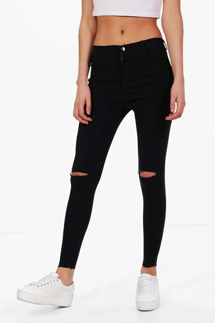 Boohoo Fiona Slit Knee Legging Black