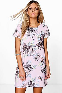 Boohoo Cara Floral Printed Shift Dress