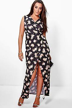 Boohoo Plus Jules Floral Wrap Maxi Dress