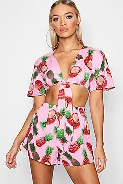 Boohoo Tanya Pineapple Crop And Short Co-ord