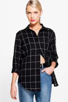 Boohoo Peyton Back Trim Checked Shirt Black