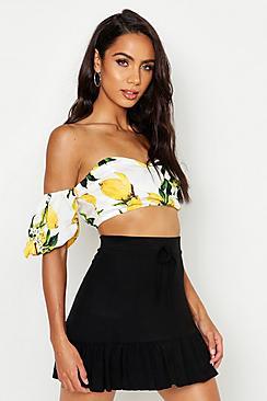 Boohoo Tiered Viscose Mini Skirt