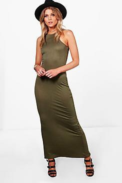 Boohoo Petite Naomi Racer Front Basic Maxi Dress