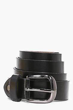 Boohoo Faux Leather Slim Belt With Metal Buckle