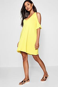 Boohoo Cold Shoulder Swing Dress
