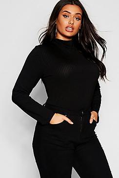 Boohoo Plus Rib Knit Turtle Neck Jumper