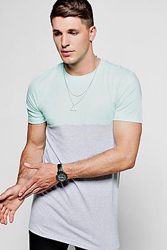 Boohoo Longline Muscle Fit Half And Half T-shirt