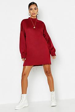 Boohoo Funnel Neck Oversized Sweat Dress