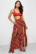 Boohoo Lucy Chevron Scarf Print Woven Maxi Skirt