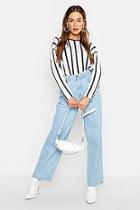 Boohoo Stripe Side Split Long Sleeve T-shirt