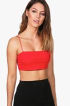 Boohoo Hannah Square Neck Strappy Bandeau Red
