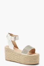 Boohoo Diamante Espadrille Flatform Sandals