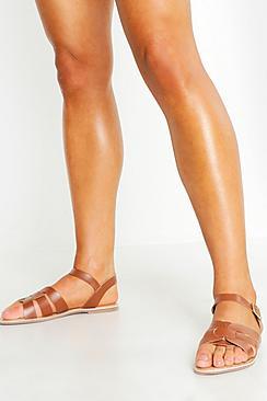 Boohoo Leather Woven Sandals