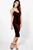 Boohoo Jodie Metallic Top Velvet Midi Bodycon Dress