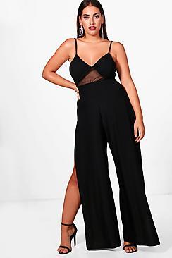 Boohoo Plus Beth Slinky Split Wide Leg Trouser