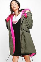 Boohoo Lily Faux Fur Lined Hooded Parka