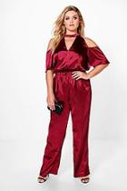 Boohoo Plus Charlotte Choker Satin Jumpsuit