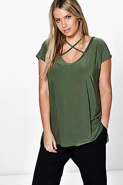 Boohoo Plus Bianca Lace Up Slinky T-shirt