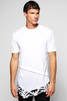 Boohoo Longline T Shirt With Asymmetric Hem Shape White