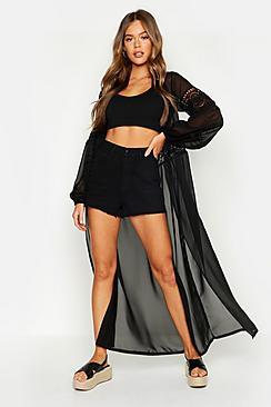 Boohoo Lace Panel Maxi Kimono
