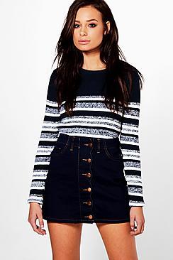 Boohoo Hannah Marl Stripe Rib Knit Jumper