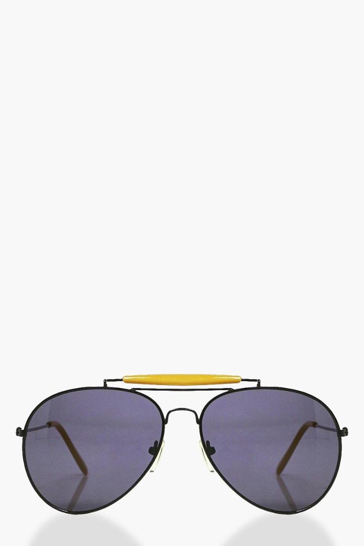 Boohoo Lyla Contrast Brow Bar Aviator Sunglasses Black