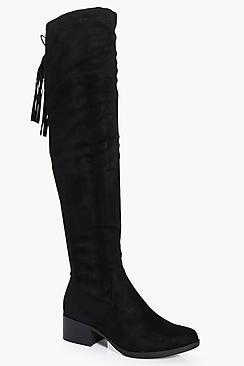 Boohoo Natasha Back Lace Over The Knee Boot