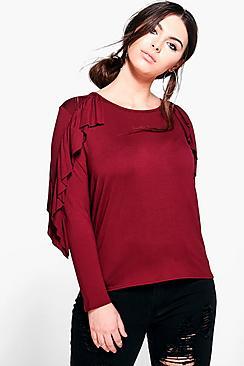 Boohoo Plus Maya Frill Long Sleeve Top