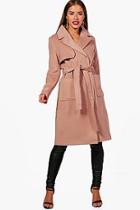 Boohoo Petite Lacey Military Style Wool Look Trench