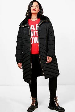 Boohoo Plus Nicole Longline Padded Coat