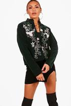 Boohoo Embriodered Velvet Jacket