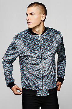 Boohoo Aztec Velour Printed Bomber Jacket