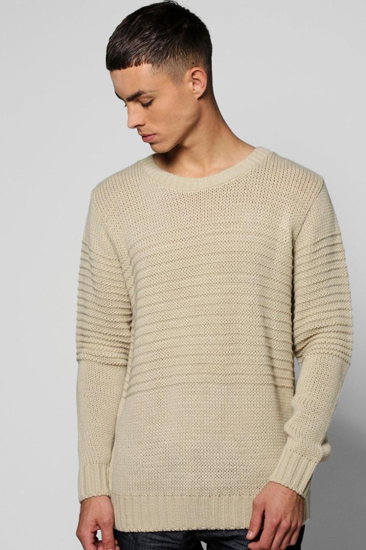 Boohoo Crew Neck Multi Knit Jumper Oatmeal