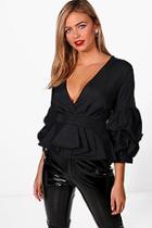 Boohoo Volume Puff Sleeve Blouse