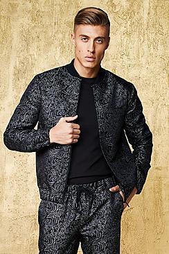 Boohoo Jacquard Metallic Smart Bomber Jacket