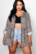 Boohoo Plus Jess Leopard Print Festival Jacket