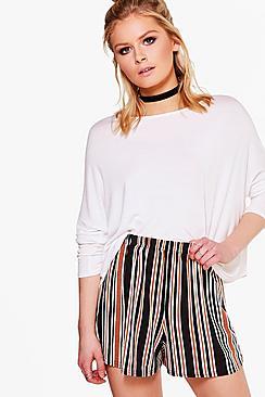 Boohoo Georgie Striped Flippy Shorts