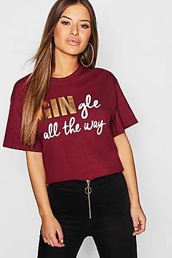 Boohoo Petite Gingle All The Way Slogan T-shirt