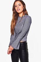 Boohoo Petite Rhianne Bell Sleeve Rib Jumper