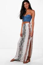 Boohoo Aimie Column Print Maxi Skirt Multi