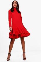 Boohoo Harriet High Neck Drop Hem Shift Dress